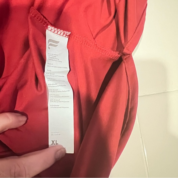 Fabletics Cacey Racerback Dress side slither tricot fabric scarlet red size XL - Picture 6 of 13
